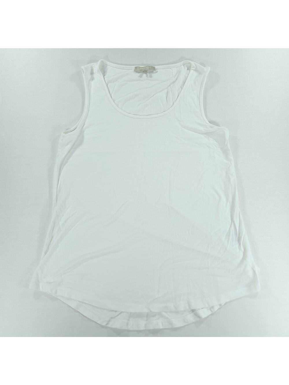 Joan Vass New York Women's Sleeveless Tank Top Rayon White Hi-Low Hem S